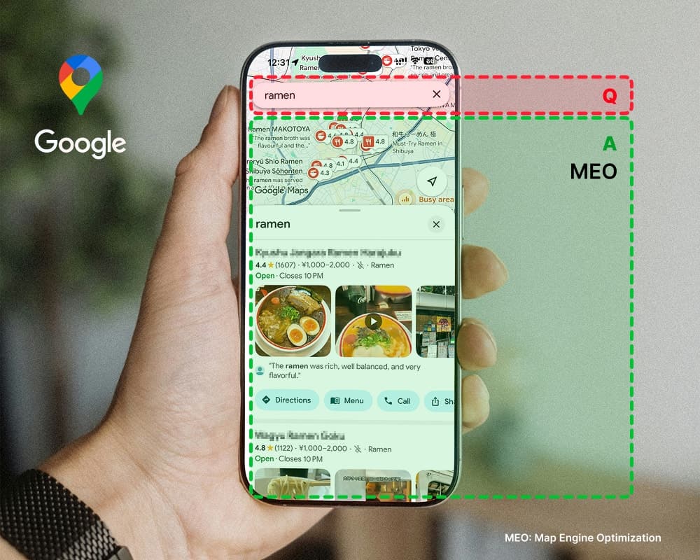 Google Mapsでの検索結果 — MEO対策の例